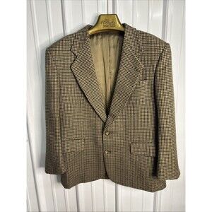 Oscar De La Renta Vintage Mens Houndstooth Blazer Brown * See Measurements